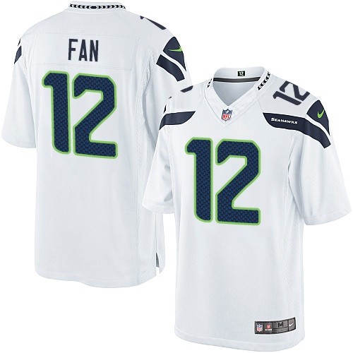 Men's Limited 12th Fan Nike Jersey White Road - NFL Seattle Seahawks